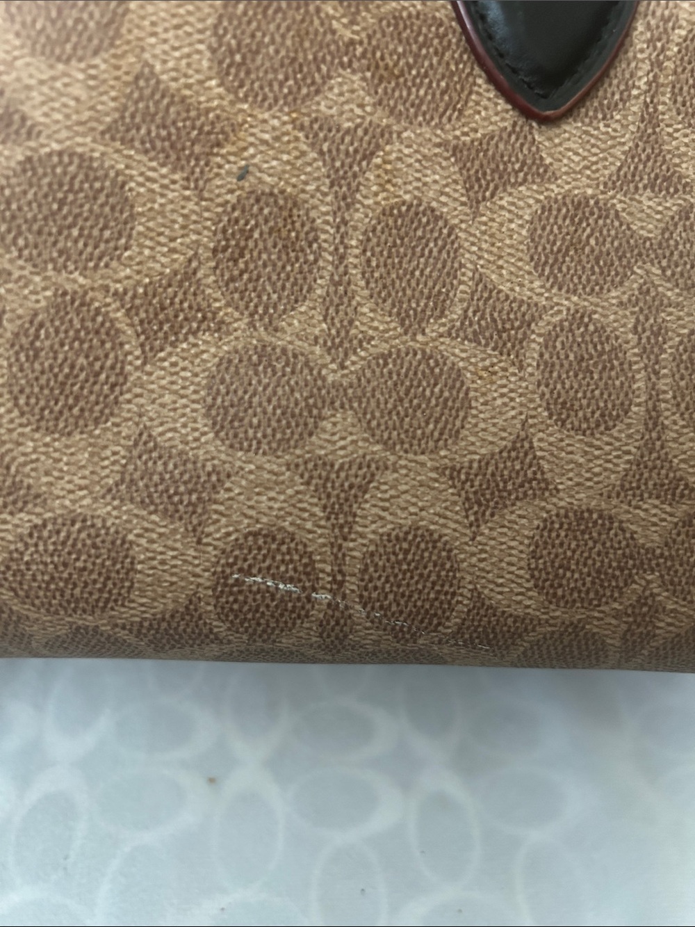 Coach Lora Color-block Tan/Rust Leather Signature Logo Carryall Tote Bag Purse 👜 - Picture 9 of 16